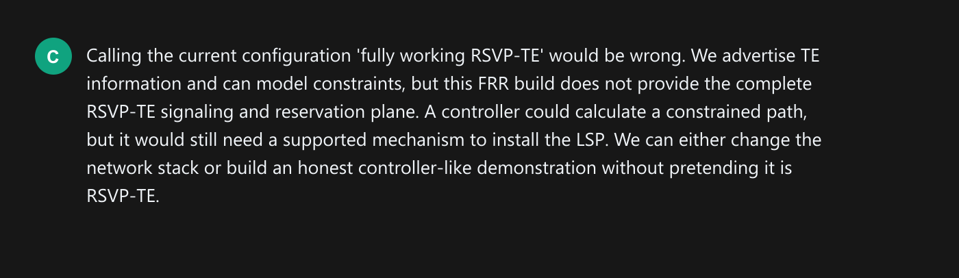 An honest limitation instead of pretend RSVP-TE
