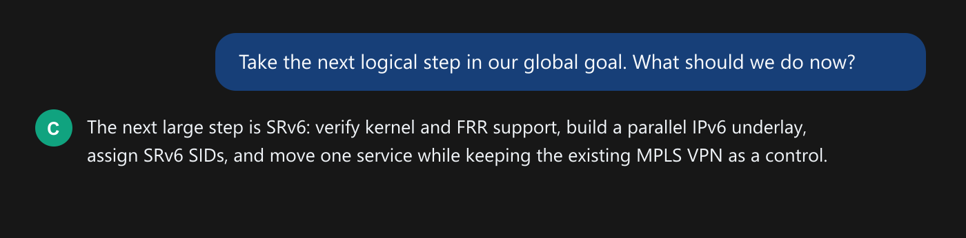 Codex jumps directly to SRv6