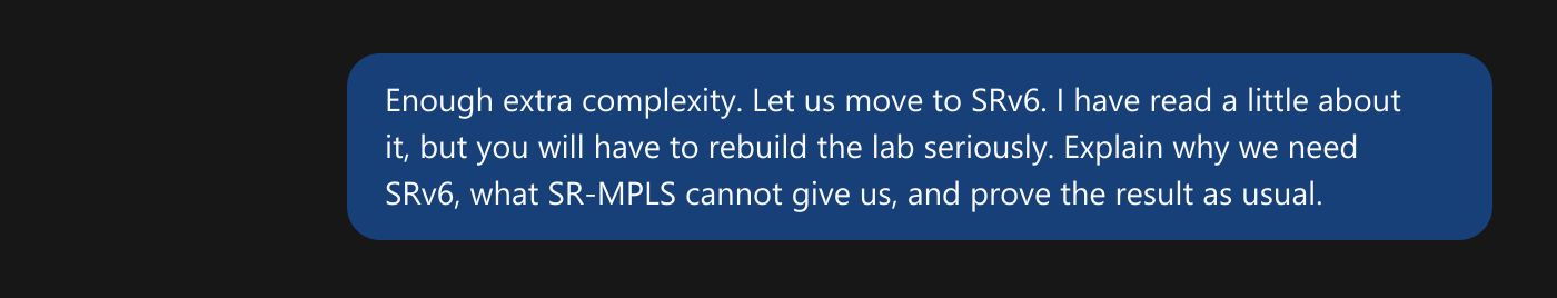 Requesting the SRv6 migration